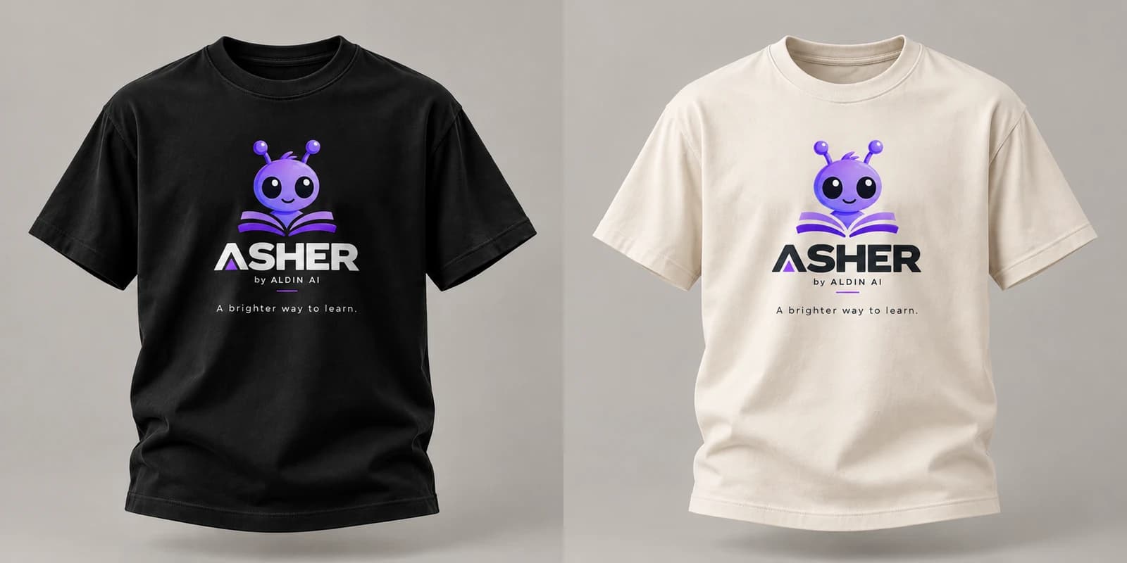 Draft garment mockup of The Brighter Way Tee - ASHER concept, not for sale