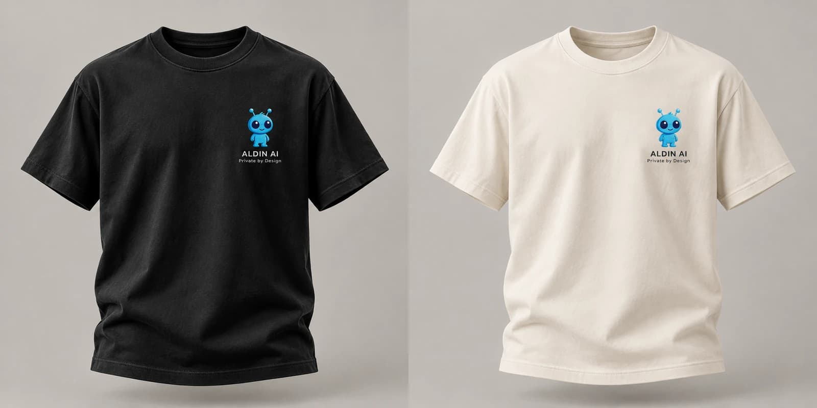 Draft garment mockup of The Signature Tee - Aldin AI concept, not for sale