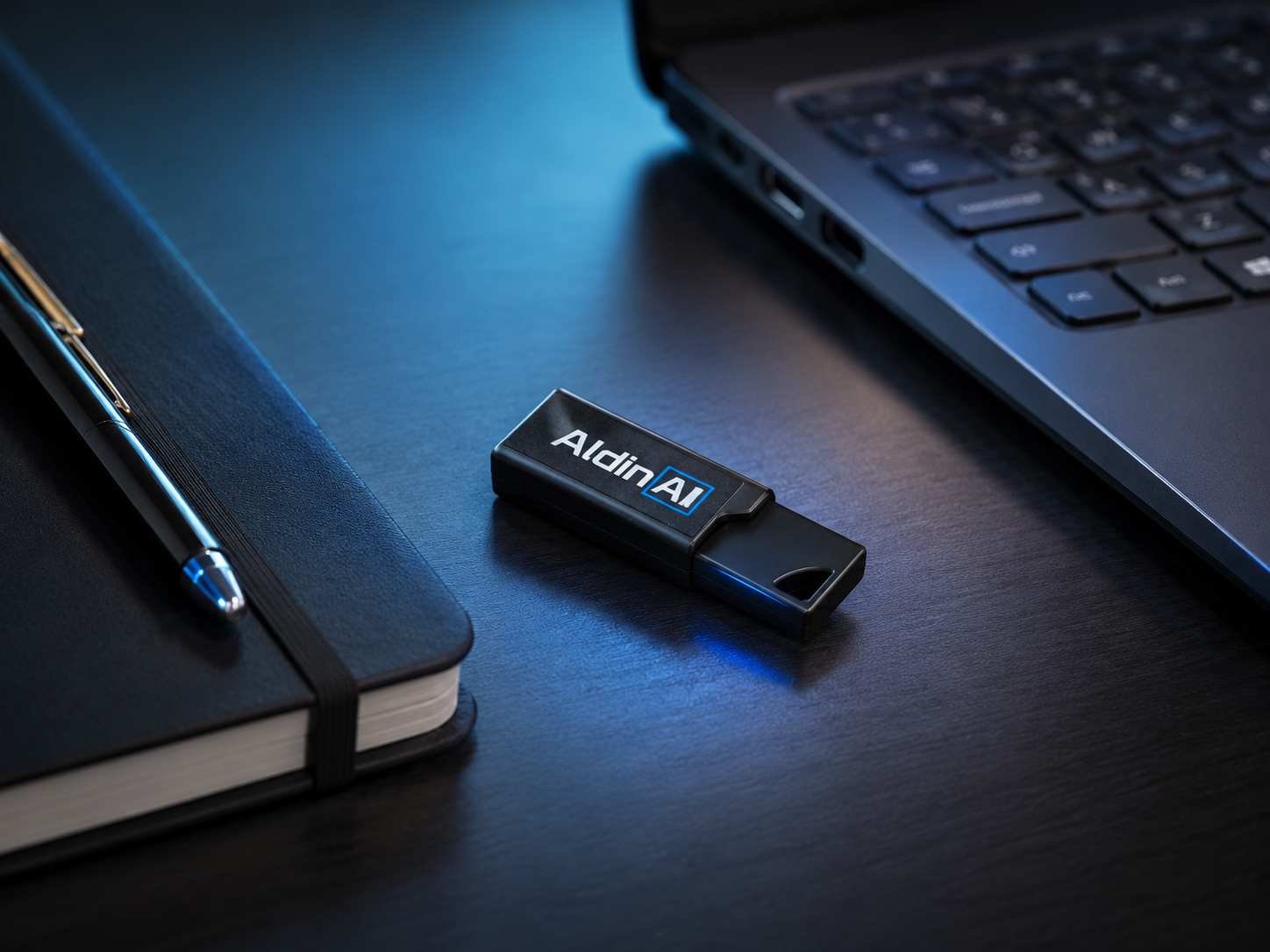 Aldin Mini Go USB product in a workspace